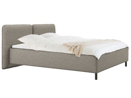 Hnědá čalouněná dvoulůžková postel Melu 180 x 200 cm s úložným prostorem
