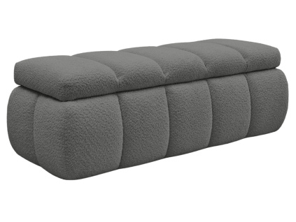 Tmavě šedá bouclé lavice Denali 144 cm s úložným prostorem