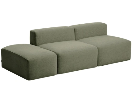 Zelená trojmístná pohovka Kave Home Blok 240 cm s pufem