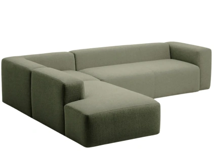 Zelená rohová pohovka Kave Home Blok 320 cm, levá