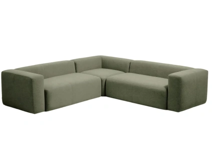 Zelená rohová pohovka Kave Home Blok 290 x 290 cm, levá/pravá