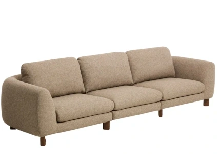 Hnědá třímístná pohovka Kave Home Vera 320 cm s ořechovou podnoží
