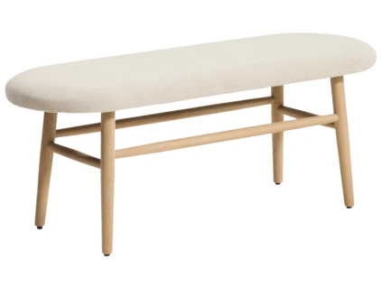 Béžová čalouněná dubová lavice Kave Home Helda 122 cm