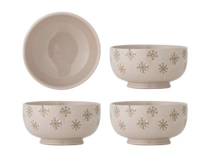 Set čtyř béžových kameninových misek Bloomingville Snowie 584 ml
