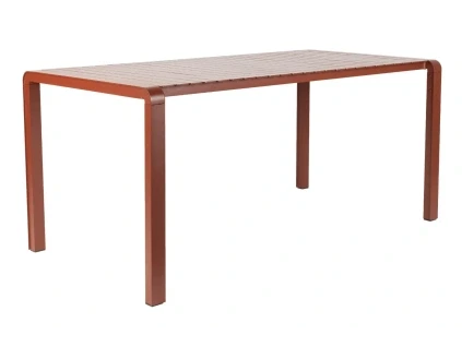 Červený kovový zahradní jídelní stůl VONDEL 214 x 97 cm