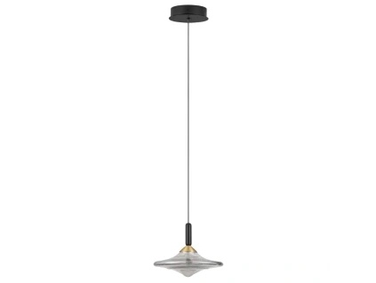 Kouřově šedé skleněné závěsné LED světlo Nova Luce Diaz 23 cm