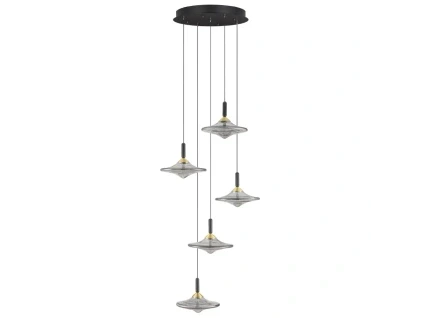 Kouřově šedé skleněné závěsné LED světlo Nova Luce Diaz 53 cm
