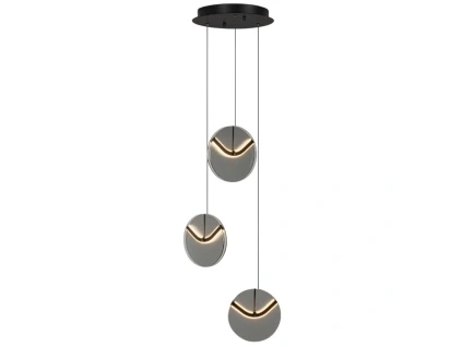 Kouřově šedé skleněné závěsné LED světlo Nova Luce Halley 31 cm