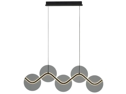 Kouřově šedé skleněné závěsné LED světlo Nova Luce Halley 90 cm