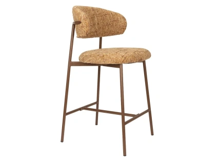Okrově žlutá čalouněná barová židle CLAES 65 cm