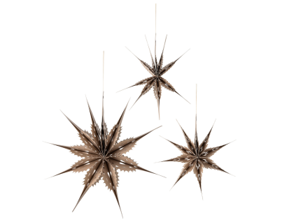 Set tří hnědých papírových vánočních hvězd Ilo Star 66 cm