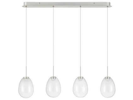 Skleněné závěsné LED světlo Nova Luce Brita 89 cm se stříbrným zavěšením
