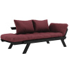 Bordově červená dvoumístná rozkládací pohovka Karup Design Bebop 174 cm s černou konstrukcí