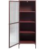 Vínově červená kovová vitrína Unique Furniture Bronco 160 x 58 cm