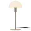 Opálově bílá skleněná stolní lampa Ellen se stříbrnou podstavou
