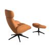 Koňakově hnědé kožené lounge křeslo FLEXLUX ELEGANT