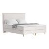 Světle béžová čalouněná postel boxspring CALMA 160 x 200 cm
