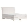 Světle béžová čalouněná postel boxspring CALMA 160 x 200 cm