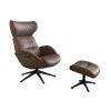 Tmavě hnědé kožené lounge křeslo FLEXLUX MORE