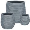 Šedý set tří keramických zahradních květináčů Bizzotto Strips Ø22/32/44 cm